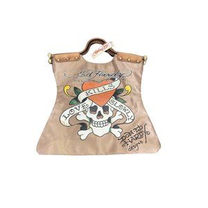ED Hardy Brown  Love Kills Slowly Shoulder Bag Purse Handbag Tote Bag